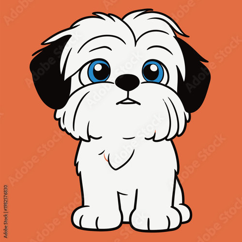 Cute Cartoon Dog with Big Blue Eyes