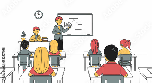 Students sitting at desks in classroom 2.