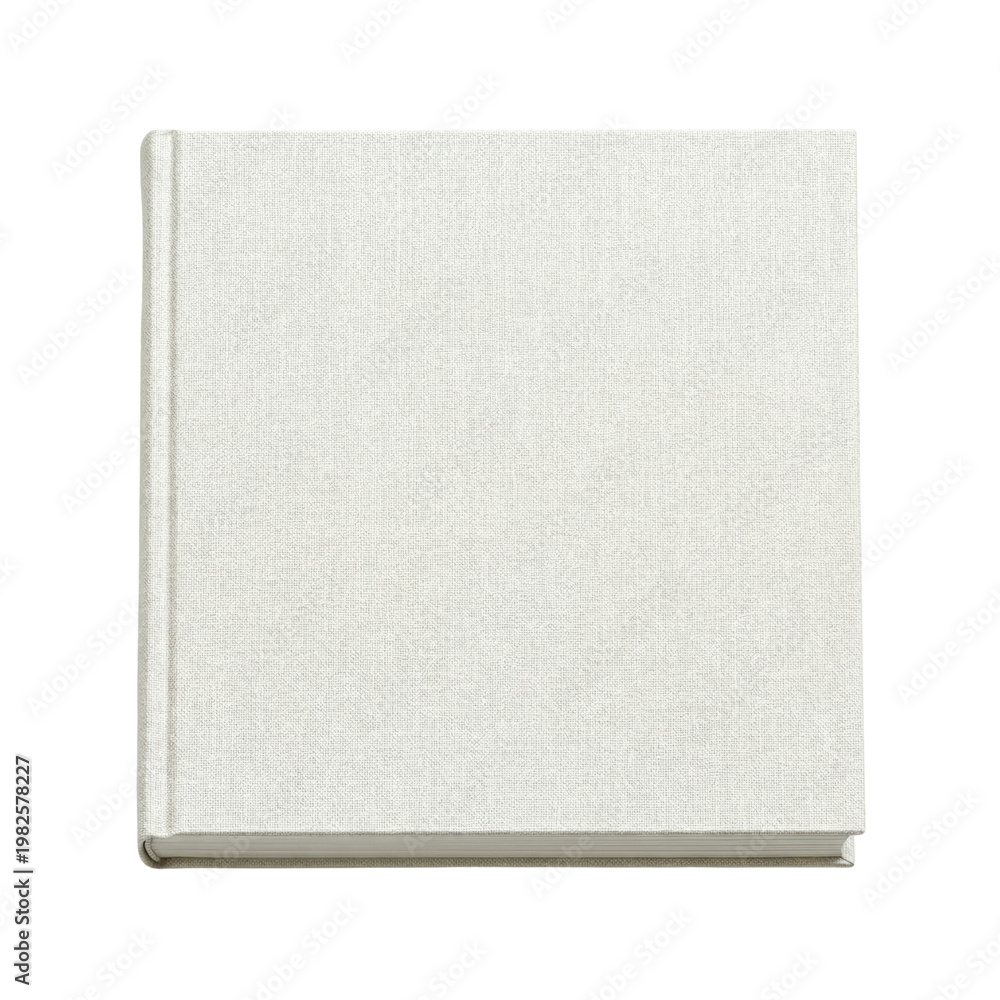 Fototapeta premium Blank white square book cover with fabric texture