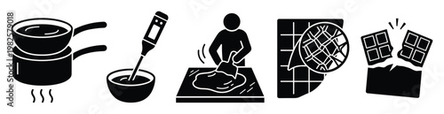 Stepbystep visual guide demonstrating the precise process of chocolate tempering, showcasing melting, temperature monitoring, tabliering, crystallization, and a firm snap for culinary