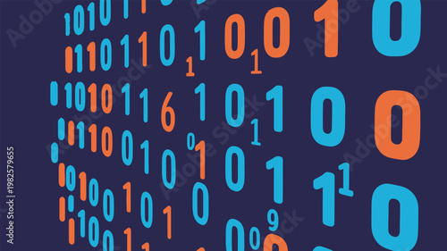 Binary Code Pattern in Blue and Orange