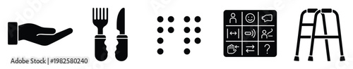 Comprehensive set of essential accessibility and special needs icons perfect for inclusive design, healthcare services, and support programs to enhance user experience and user interface
