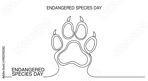 Endangered species day animal paw print.