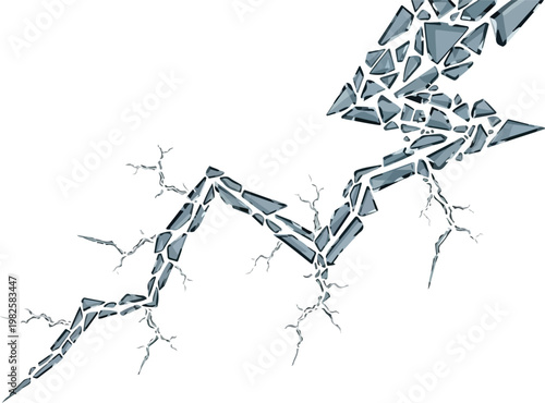 Abstract vector graphic with a shattered lightning bolt symbol on white background