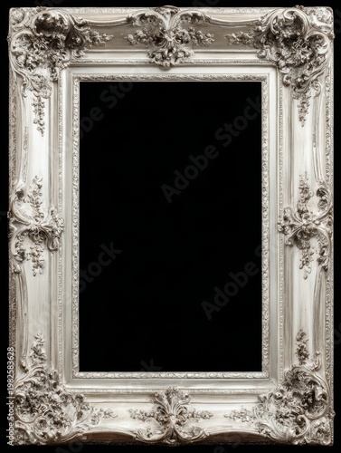 Empty Victorian Gothic frame with ornate carvings and intricate vintage design, isolated on transparent background, showcasing classic antique style and craftsmanship.