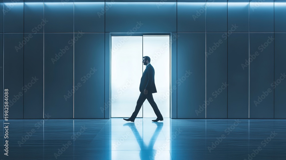 Fototapeta premium Group of Business people walking in the office corridor in night,People in business center walking at hall,motion go around at coworking space,Wide image,Concept of office life,co working space.
