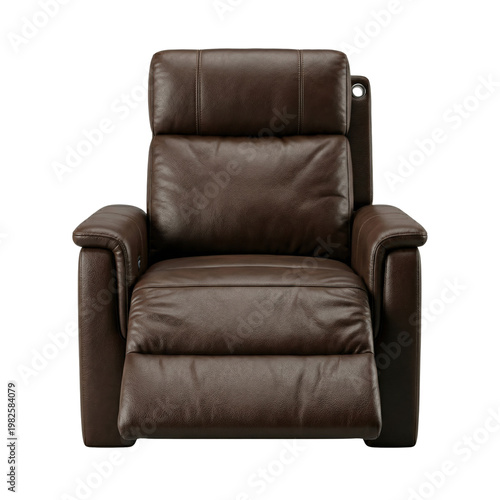 Luxury dark brown leather recliner armchair