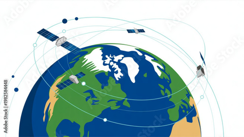 Satellites orbiting earth global communication network space technology modern infrastructure