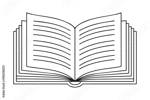 Open book illustration with blank lined pages