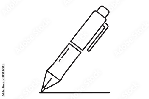 Simple Line Drawing of a Pen Writing