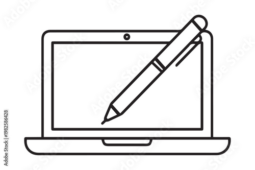 Digital Pen on Laptop Screen Icon