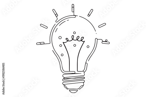 Light bulb drawing, idea and innovation concept