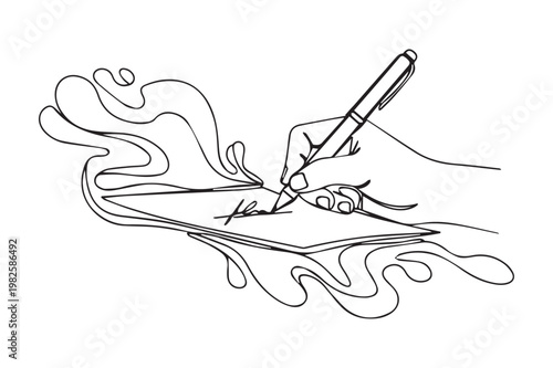 Hand Writing a Signature with Ink Splash