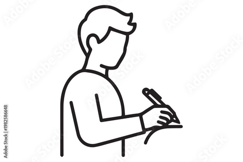 Outline Icon of Person Writing Notes