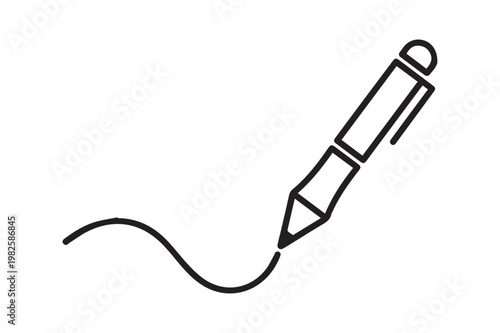 Pen drawing a wavy line icon