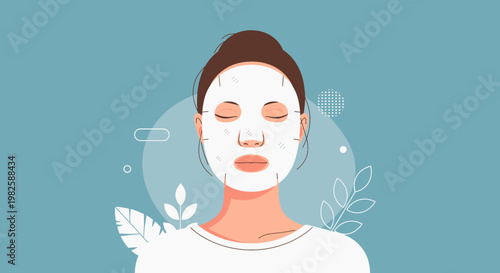 Woman wearing facial mask skincare procedure relaxation wellness beauty treatment