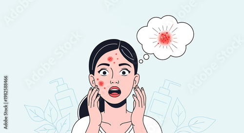 Woman with skin condition illustration