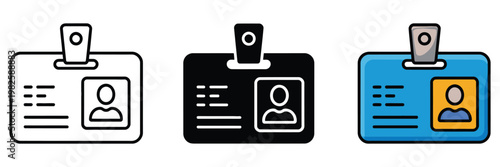 ID badge icon for computer, web and mobile app stroke filled and colored icon set, modern vector illustration ideal for user profiles