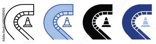 Versatile road construction icon representing highway maintenance and temporary lane closures, perfect for safety applications, traffic management systems, and navigation apps.