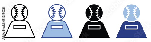 Baseball player avatar icon representing a sports enthusiast or team member, perfect for digital interfaces, mobile applications, sporting event branding, and team roster graphics.