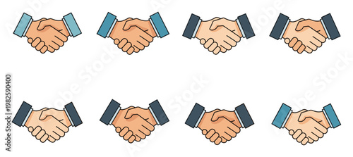 Professional handshake symbols representing successful business deals and global partnership for corporate communication and agreement visuals