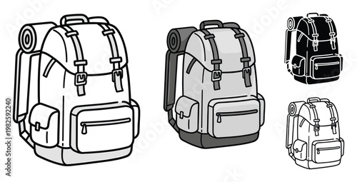 A versatile outdoor hiking backpack with various pockets and straps for carrying essentials is ideal for travel and camping themed educational materials or adventure lifestyle promotions.