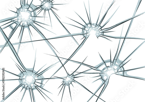 Cracked Glass Effect Background with Starburst Shatter Patterns on a White Backdrop