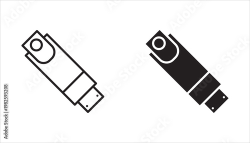 flash drive icon set, flash disk, USB drive symbol, isolated on white background.