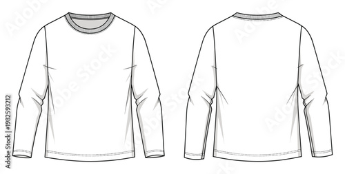 Versatile long sleeve tshirt blank vector template for fashion design and apparel mockups, perfect for visualizing casual wear garments and product development