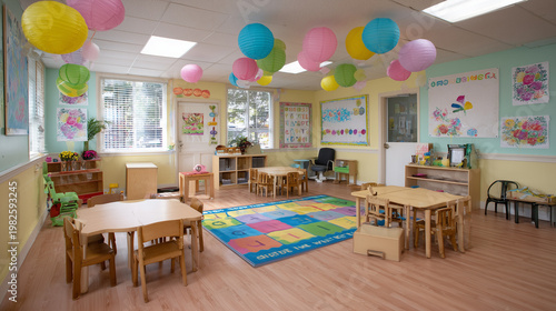 Explore a vibrant preschool classroom setting for early learning and childcare services today online now here