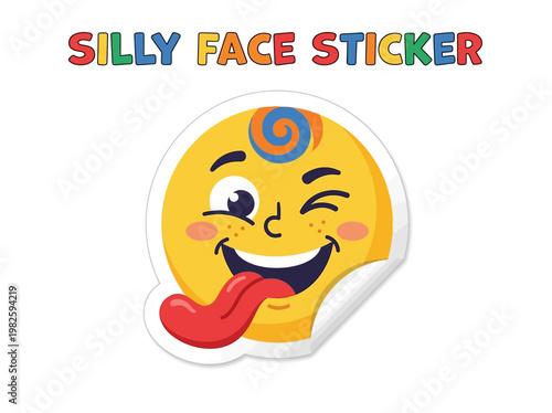 Funny Winking Emoji Sticker with Tongue Out, Expressing Silliness and Playfulness