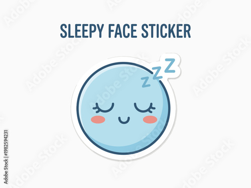 Charming Sleepy Face Sticker with Closed Eyes and Z's, perfect for expressing drowsiness or relaxation in a cute and kawaii style