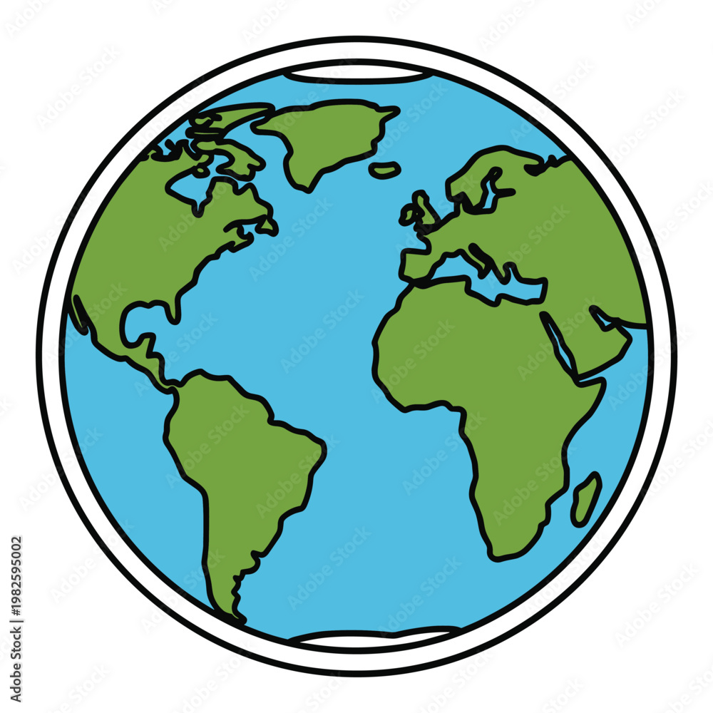 Obraz premium World globe with continents and oceans represented in a simple graphic style perfect for educational materials environmental awareness or global communication projects