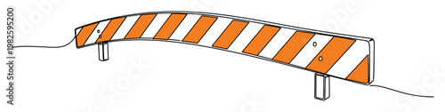 Striped orange and white temporary safety road barrier signaling a hazard or construction zone, ideal for cautionary graphic applications and site management.