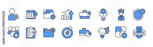 Professional Management Icons Pack. Business office productivity vector icons