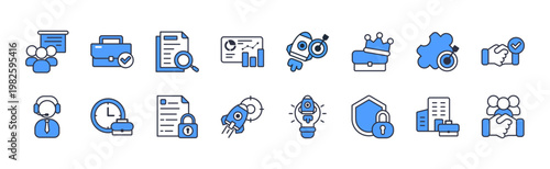 Office Corporate Icons Pack. Business productivity management vector icons