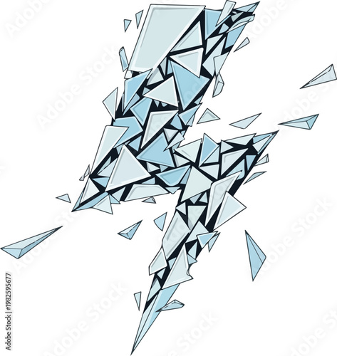 Abstract Geometric Lightning Bolt Illustration - A Shattered Energy Symbol