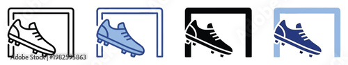 Modern football boot within a goal post symbol ideal for various sports related digital products mobile application icons game development elements and athletic event graphics