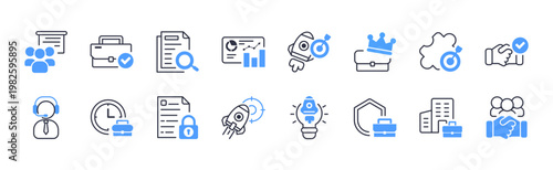 Business Productivity Icons Collection. Corporate office vector icon set