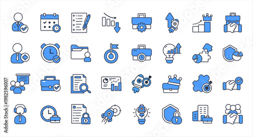 Business Corporate Icons Collection. Office productivity management vector icons