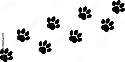 Black paw prints on white background for design and decoration purposes