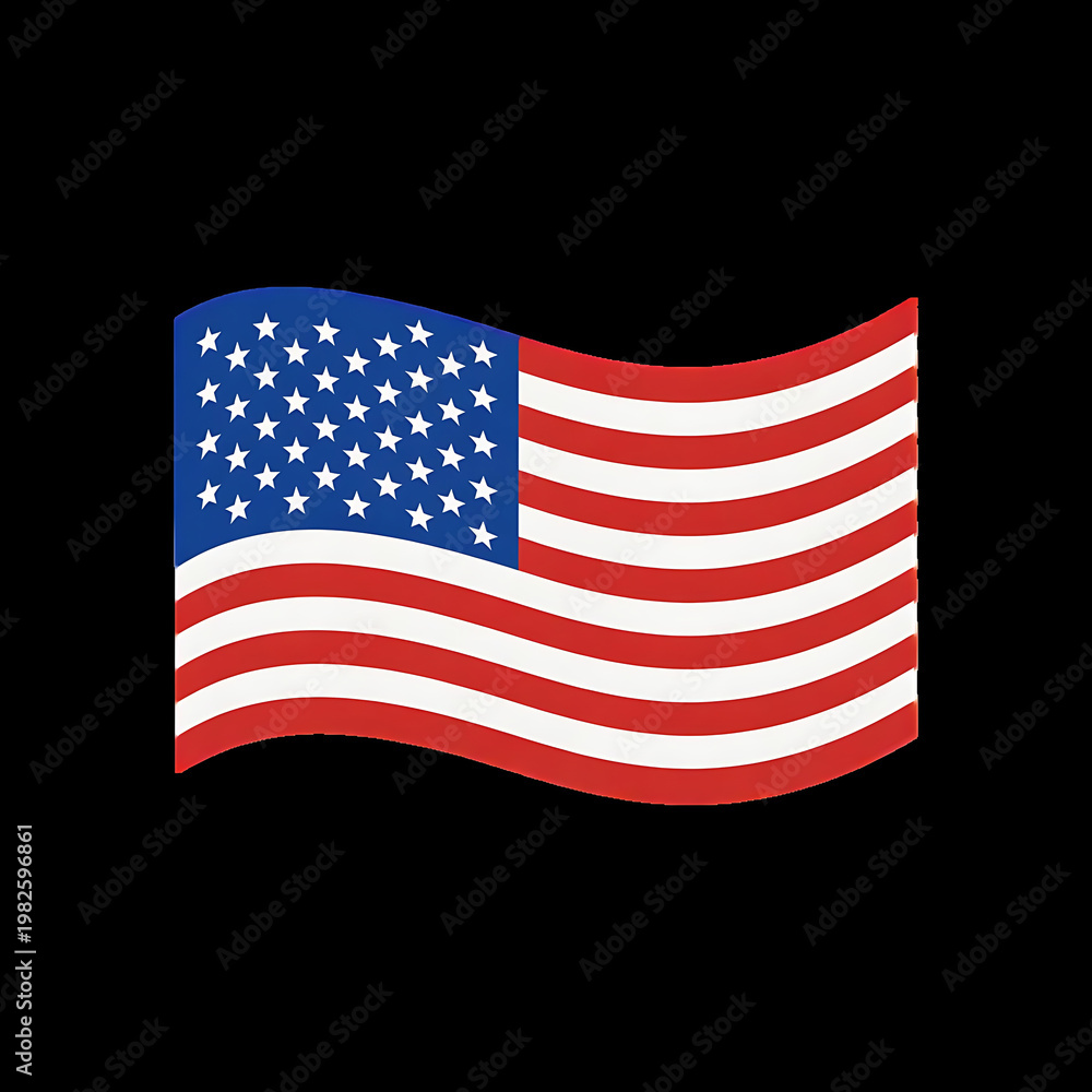 Fototapeta premium US American flag isolated on white transparent, copy space, National holiday template, PNG