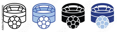 Dynamic soccer goal and ball icon set representing sports achievement and competitive spirit perfect for use in mobile applications, sporting event promotions, and game interface design