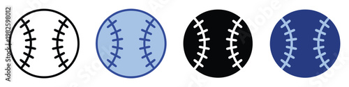 Sporting event game day baseball icons set featuring stylized athletic equipment for various digital and print media applications