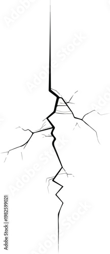 Abstract crack illustration with sharp, jagged lines against a white background, symbolizing damage or division