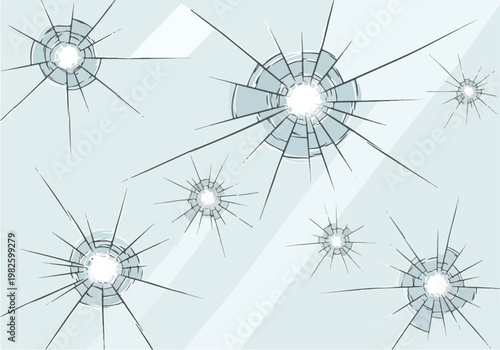 Set of Cracked Glass Shatter Effects for Abstract Backgrounds and Graphic Design Elements