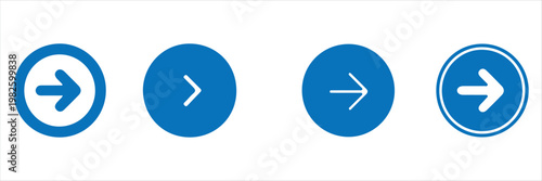 Arrow buttons icon set. Website slider navigation symbols. Next and previous rounded buttons for app. Web interface arrow buttons isolated illustration.