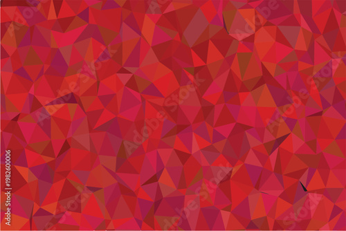 Vibrant red geometric polygon pattern displays an energetic mosaic of crimson, scarlet, and fiery orange tones