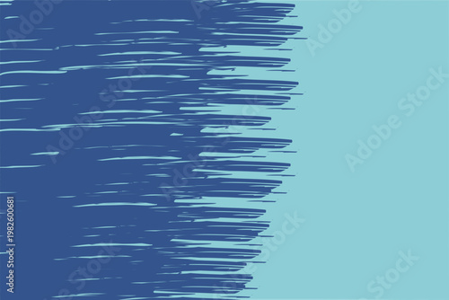 Textured blue brushstrokes create a bold vertical division on a lighter blue surface
