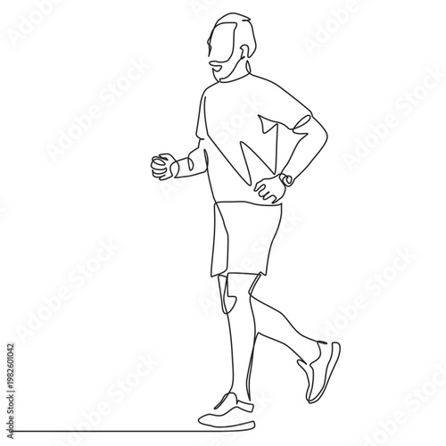 Old Man Jogging one line drawing. Old Man Running single line illustration. Old Man Jogging minimalist line art. Old Man Running vector art